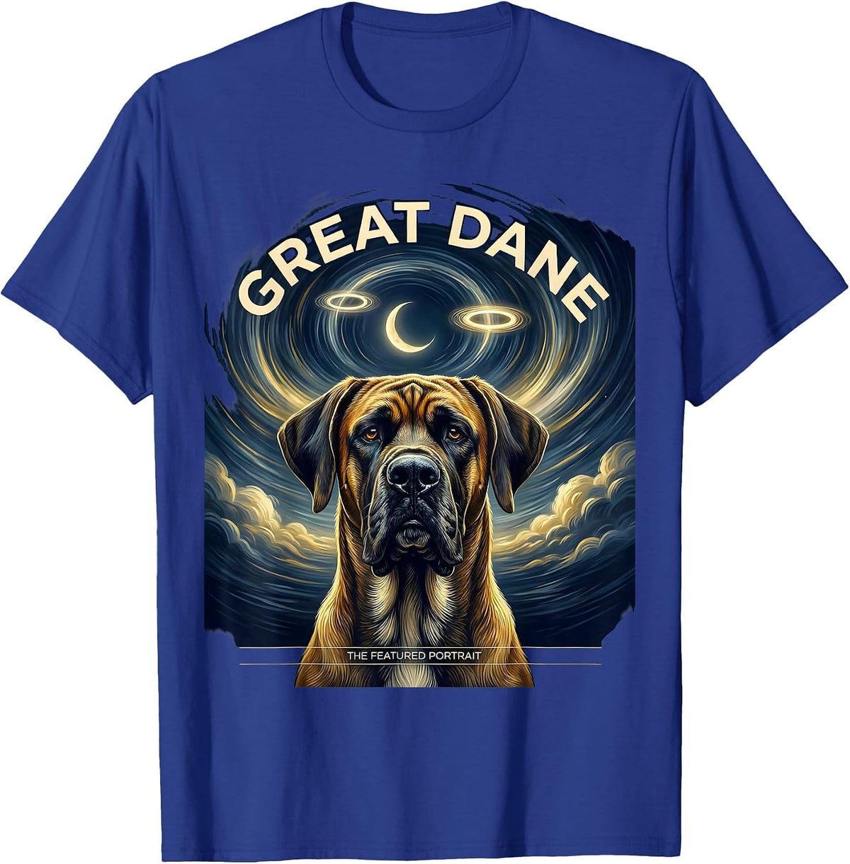 Men's Great Dane The Featured Portrait Whimsical Art Dog Lover T-Shirt - Royal Blue