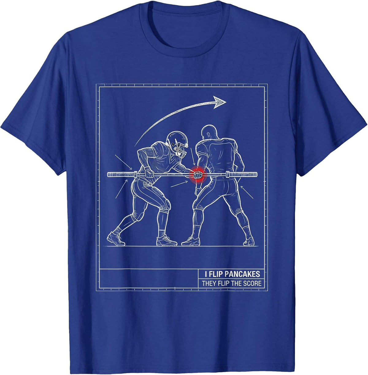 Men's I Flip Pancakes, They Flip The Score Funny Football Lineman T-Shirt - Royal Blue