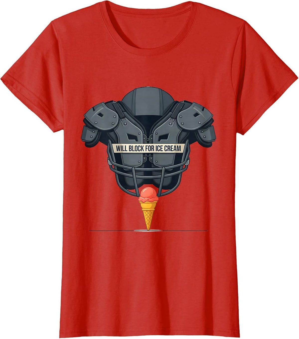 Women's Will Block For Ice Cream Funny Football Lineman Humor T-Shirt - Red