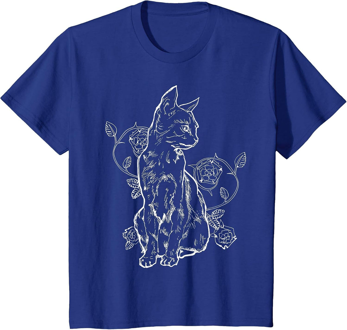 Black Roses Alt Aesthetic Nu Goth Teen Goth Cat T-Shirt - Royal Blue