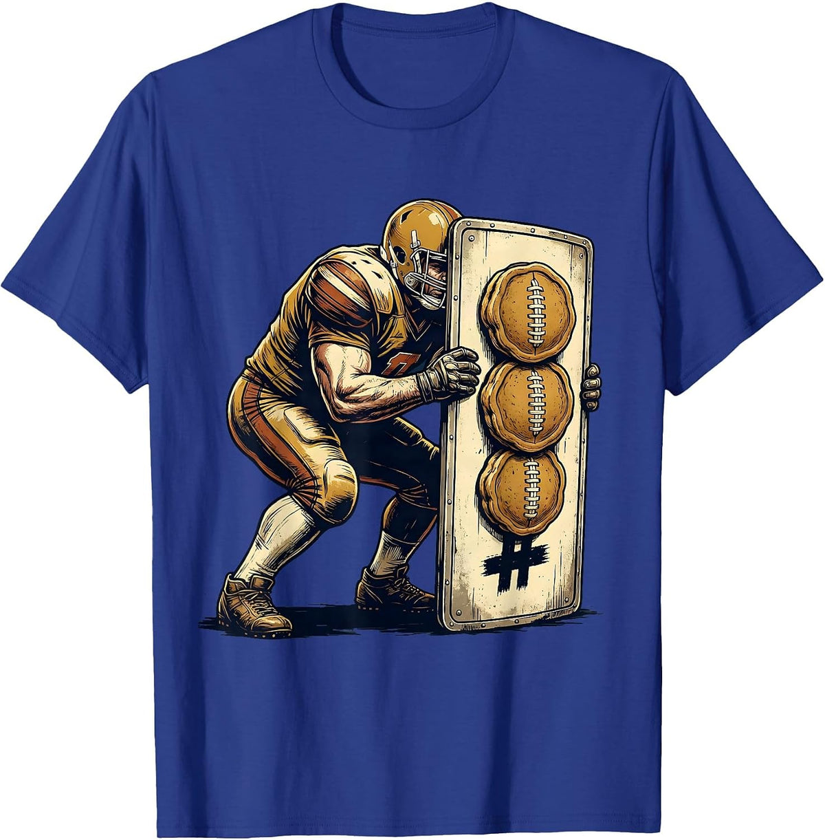 Men's Vintage Offensive Lineman Football Humor T-Shirt - Royal Blue
