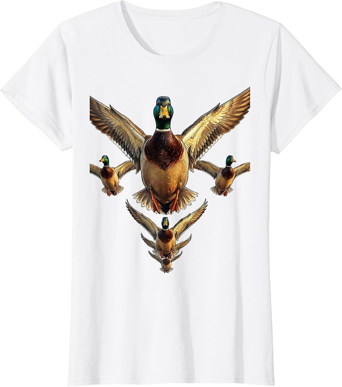 Flock of Ducks V Formation Flying Overhead T-Shirt - White