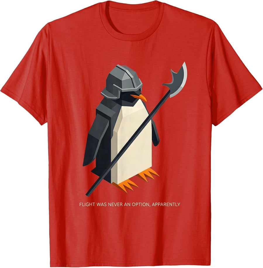 Men's Flight Was Never An Option Apparently Funny Tactical Penguin T-Shirt - Red