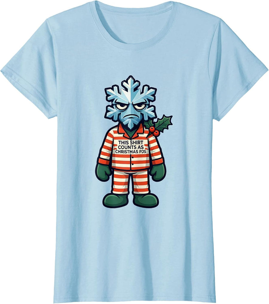 Women's This Shirt Counts As Christmas PJs Funny Family Holiday T-Shirt - Baby Blue