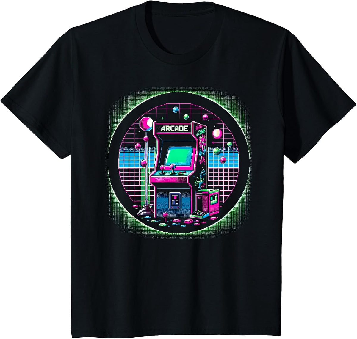 Classic 1980s Arcade Design T-Shirt - Black