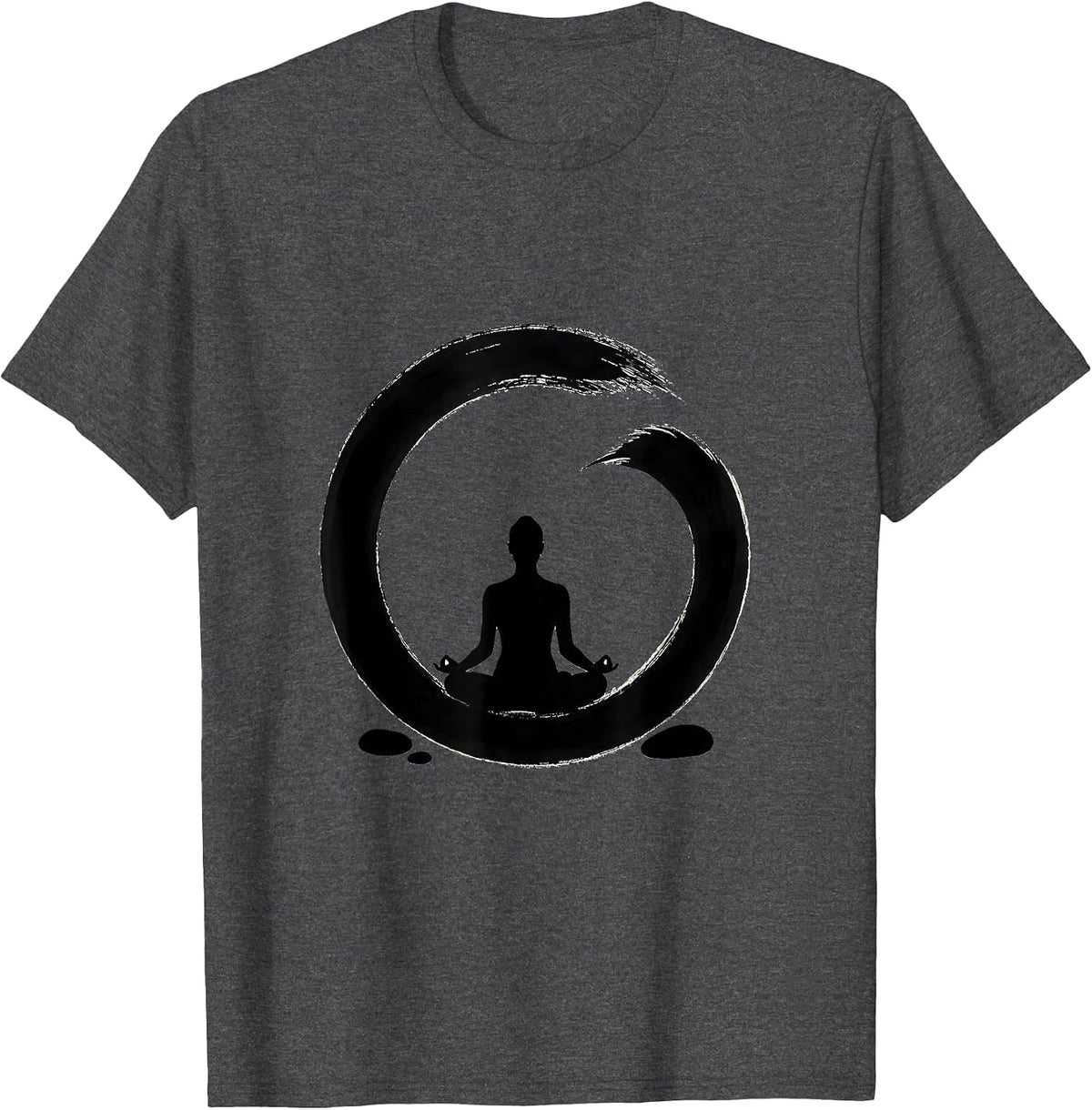 Men's Meditation Enso Silhouette Zen Balance Tai Chi Gift T-Shirt - Dark Heather Grey