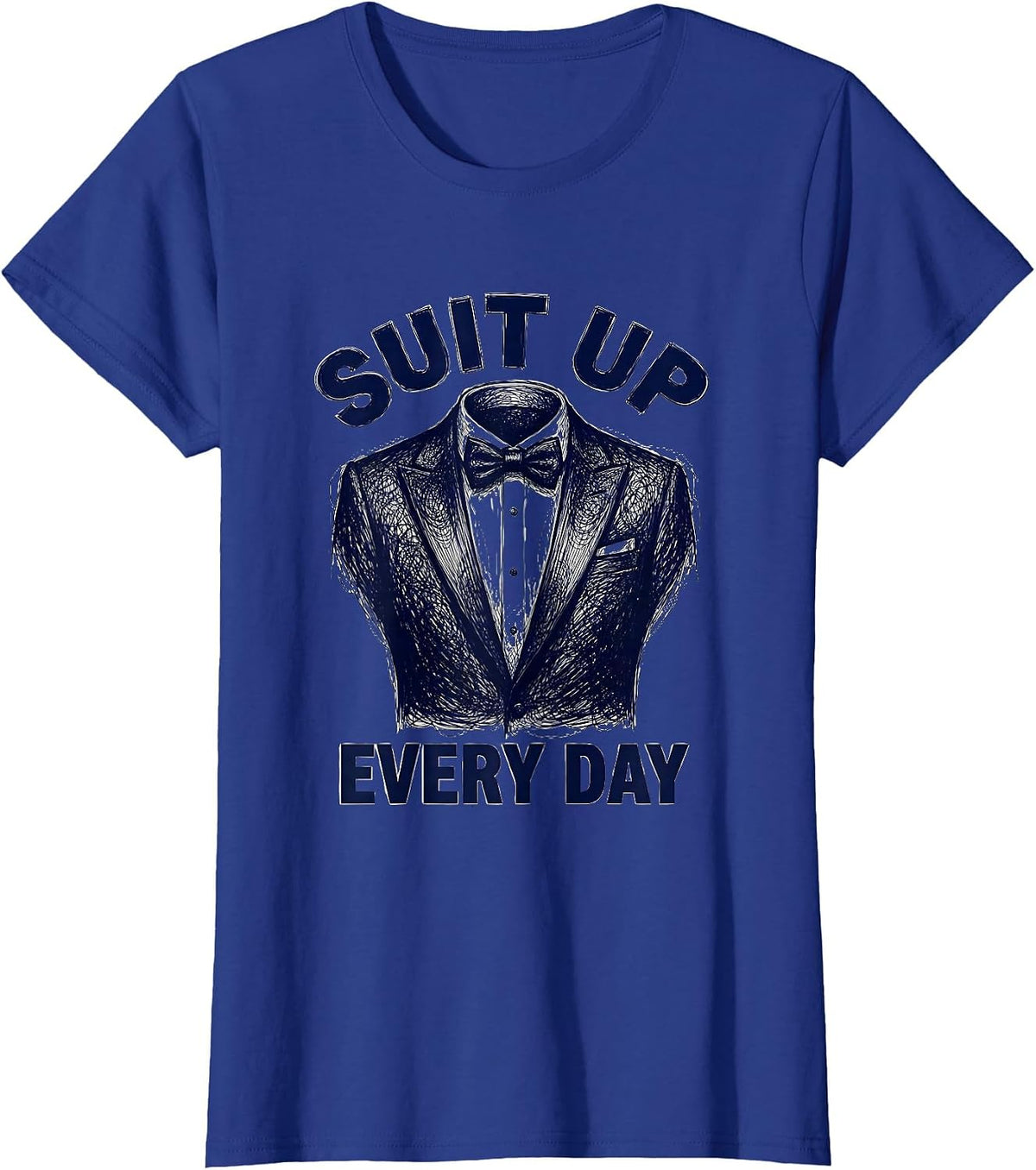 Women's Suit Up Every Day Tuxedo Graphic Design T-Shirt - Royal Blue