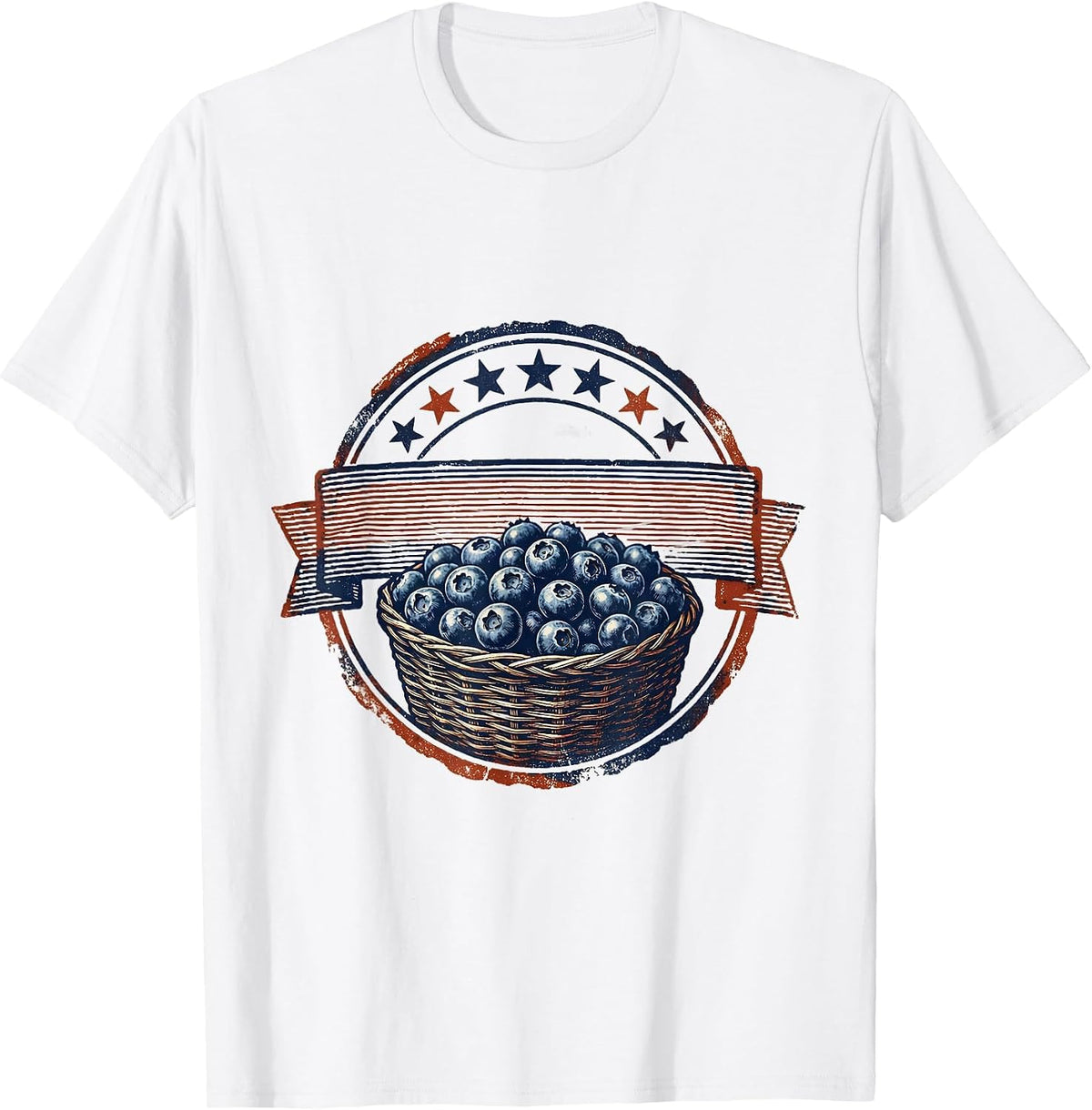 Men's Red White and Blueberries Stars and Stripes Tee T-Shirt - White