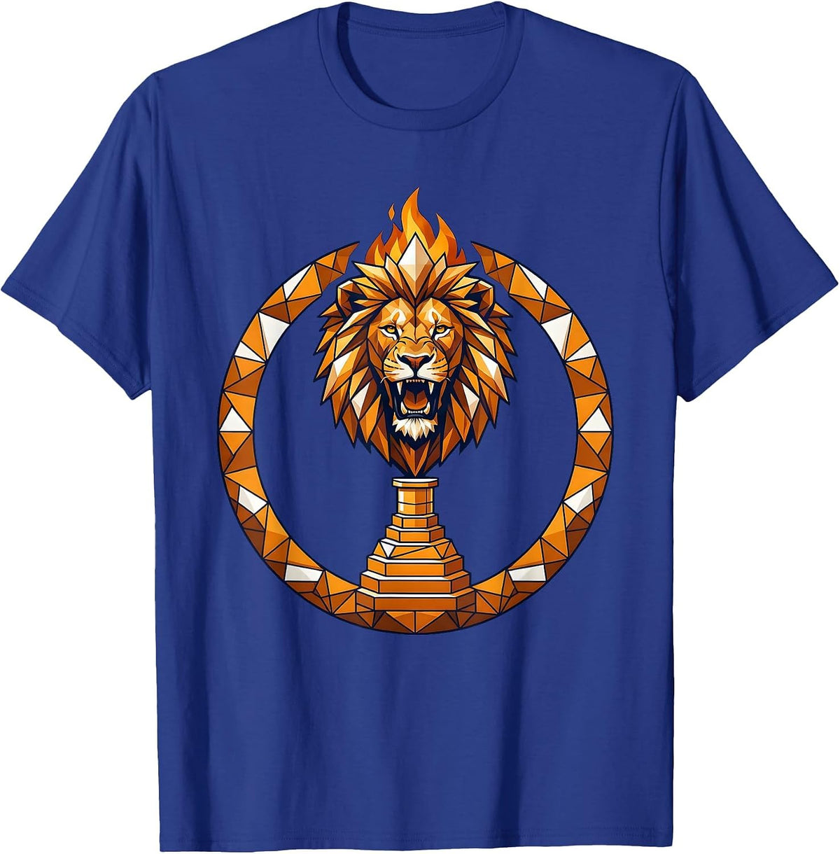Science Teacher Lion Bunsen Burner Flame Art T-Shirt - Royal Blue