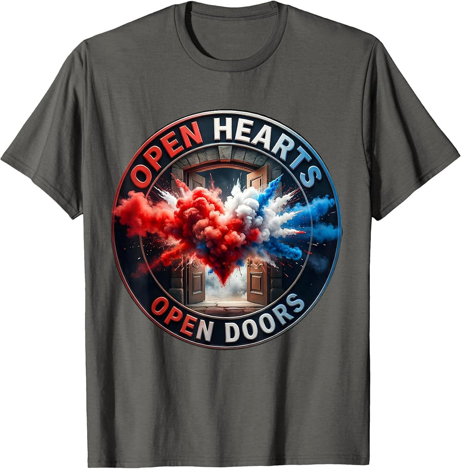 Altruismo House Open Hearts Open Doors Design T-Shirt - Asphalt Grey