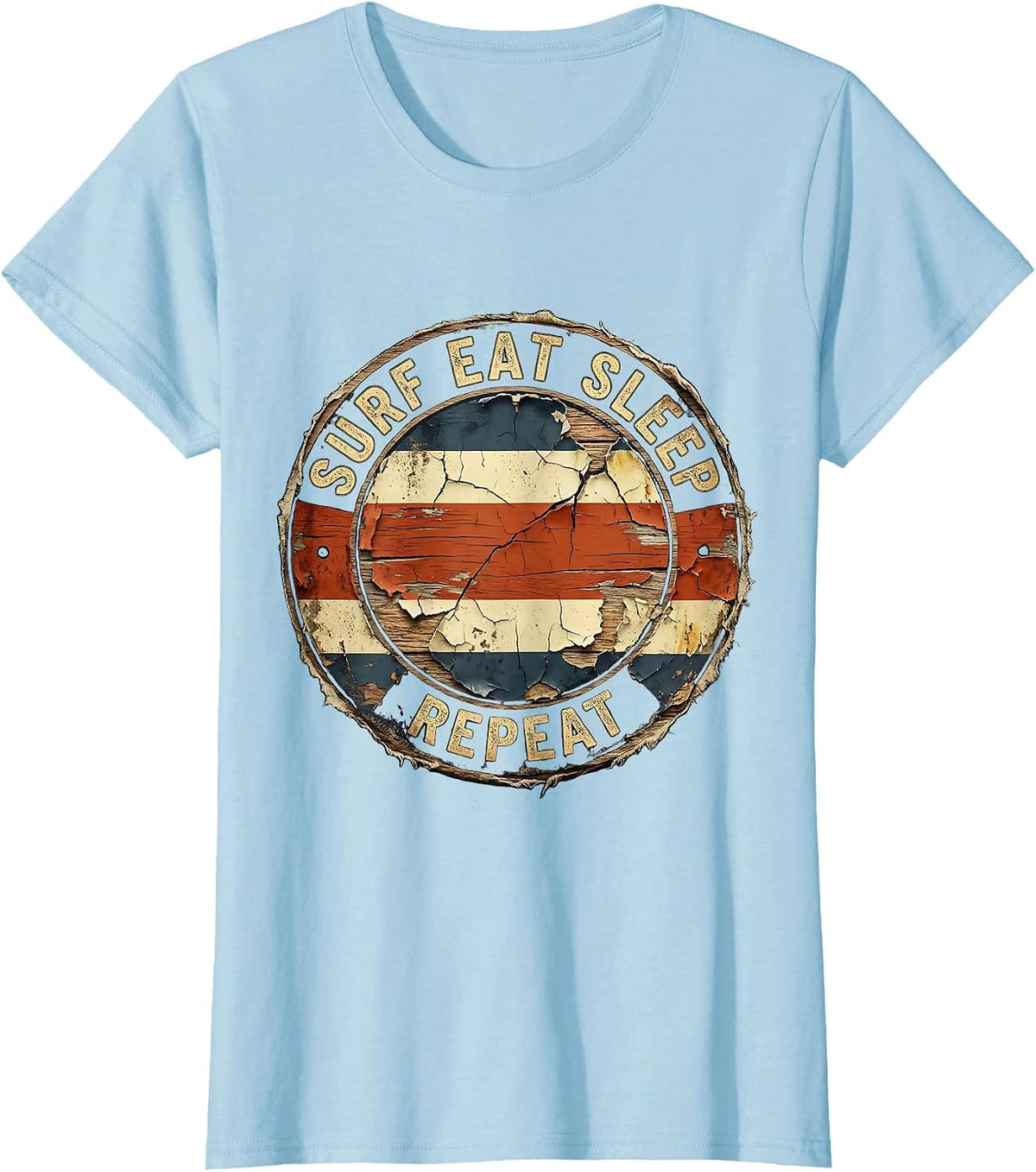 Costa Rica Surf Eat Sleep Repeat Design T-Shirt - Baby Blue