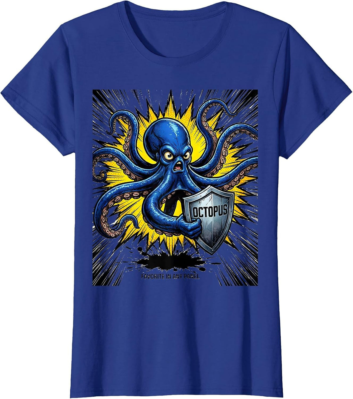 Women's Octopus, Favorite In Any Panel Comic Book Ocean Wildlife Fan T-Shirt - Royal Blue
