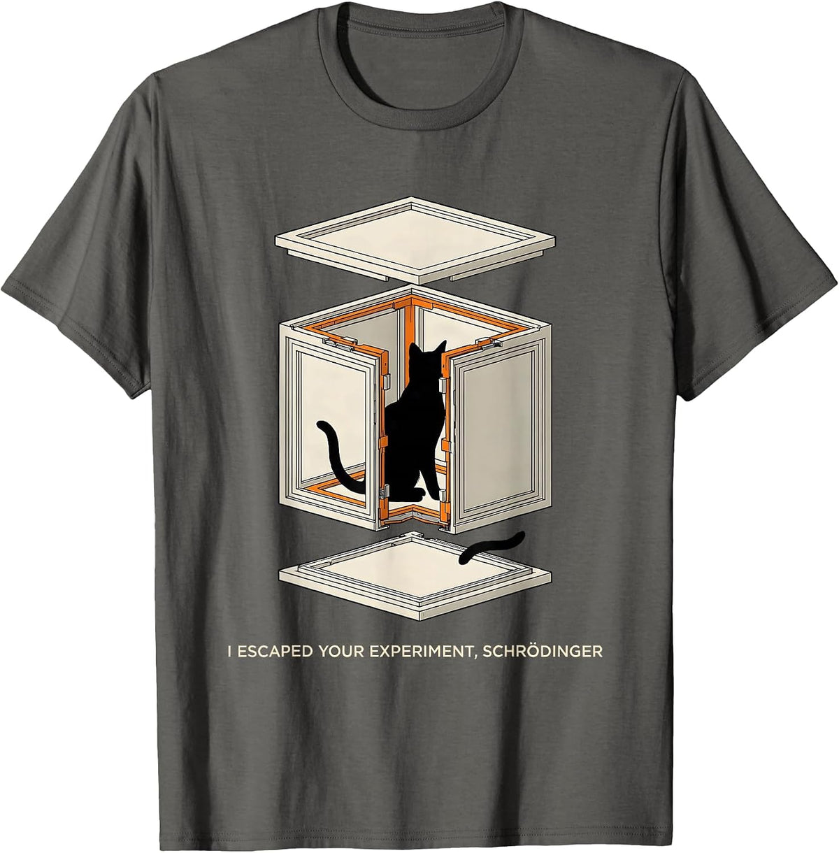 Men's I Escaped Your Experiment, Schrödinger Funny Science Physics T-Shirt - Asphalt Grey