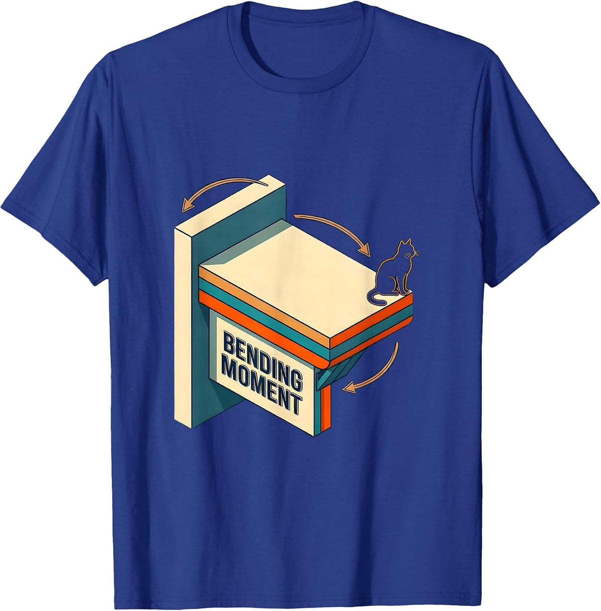Men's Bending Moment Funny Cat Physics Humor Design Cat Lover T-Shirt - Royal Blue