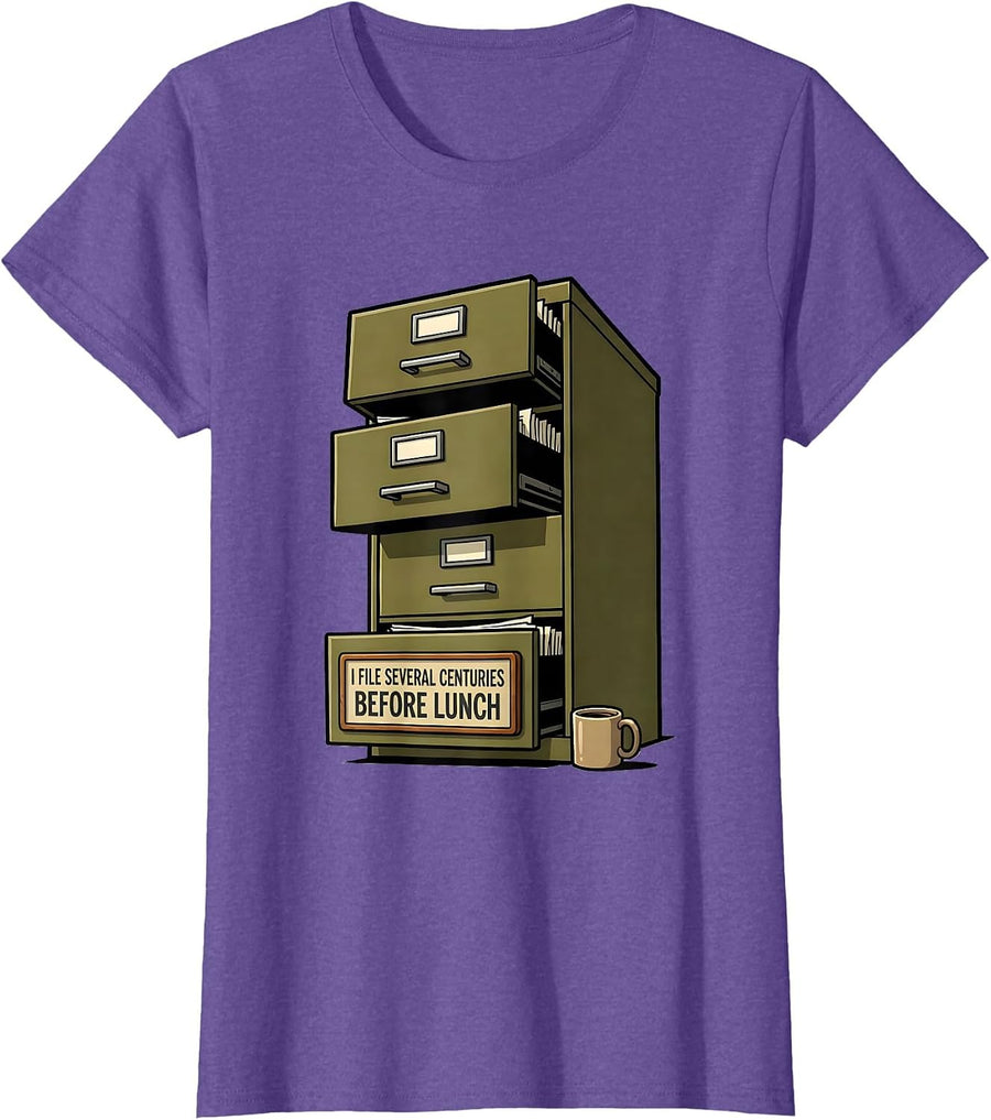 I File Several Centuries Before Lunch Funny History Teacher T-Shirt - Purple Heather