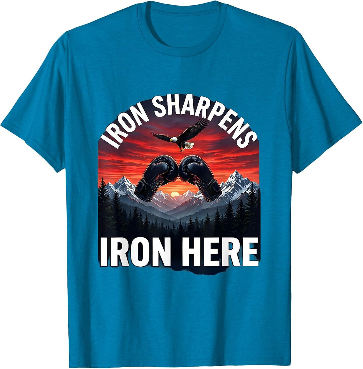 Iron Sharpens Iron Boxing Graphic Design T-Shirt - Sapphire Blue
