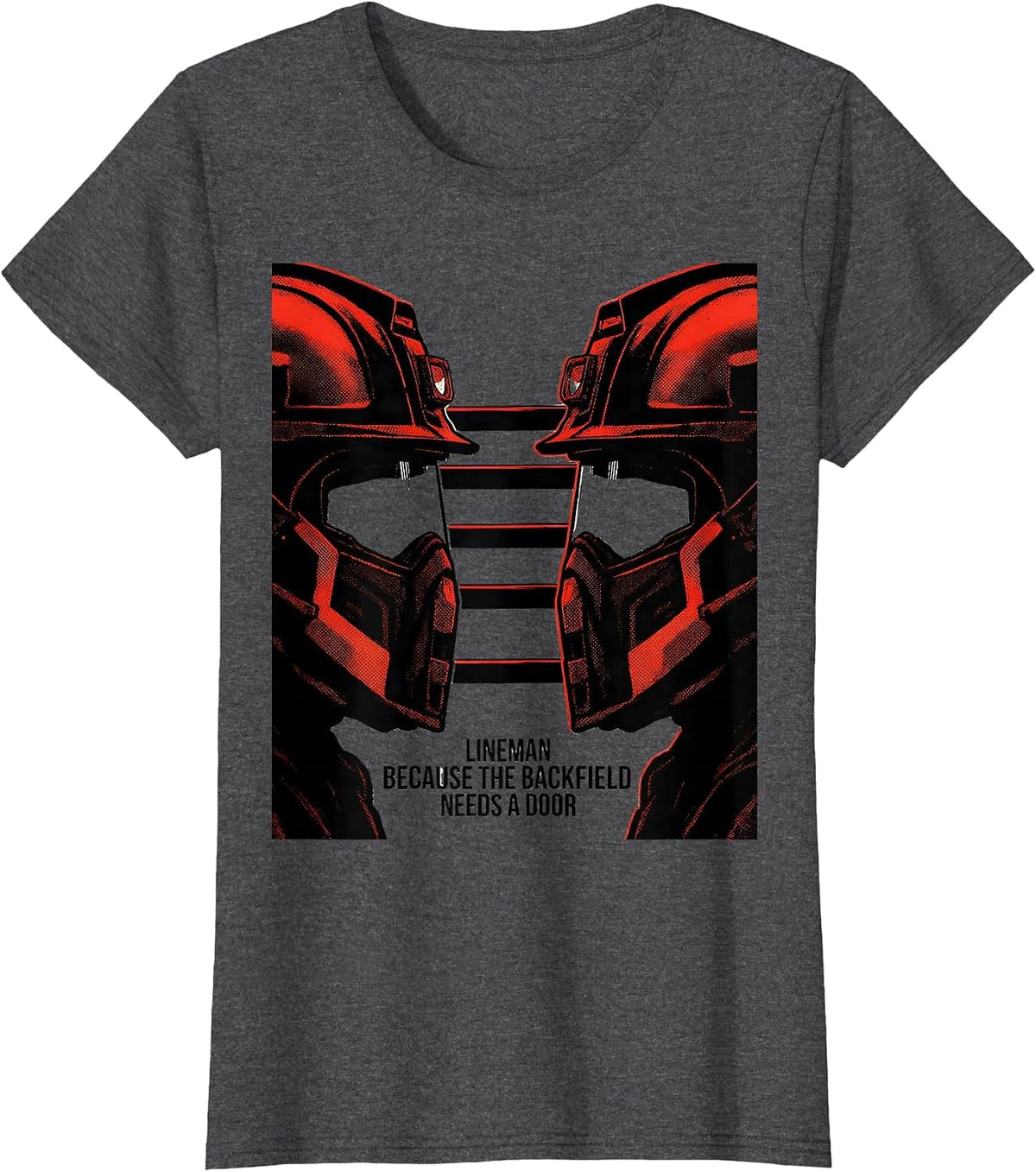 Women's Lineman Because The Backfield Needs A Door Football Lineman T-Shirt - Dark Heather Grey