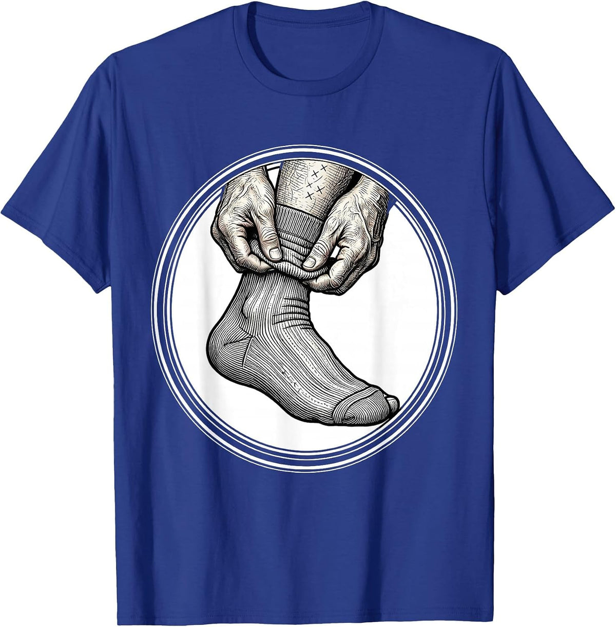 Men's Compression Socks Elderly Care Graphic Design T-Shirt - Royal Blue