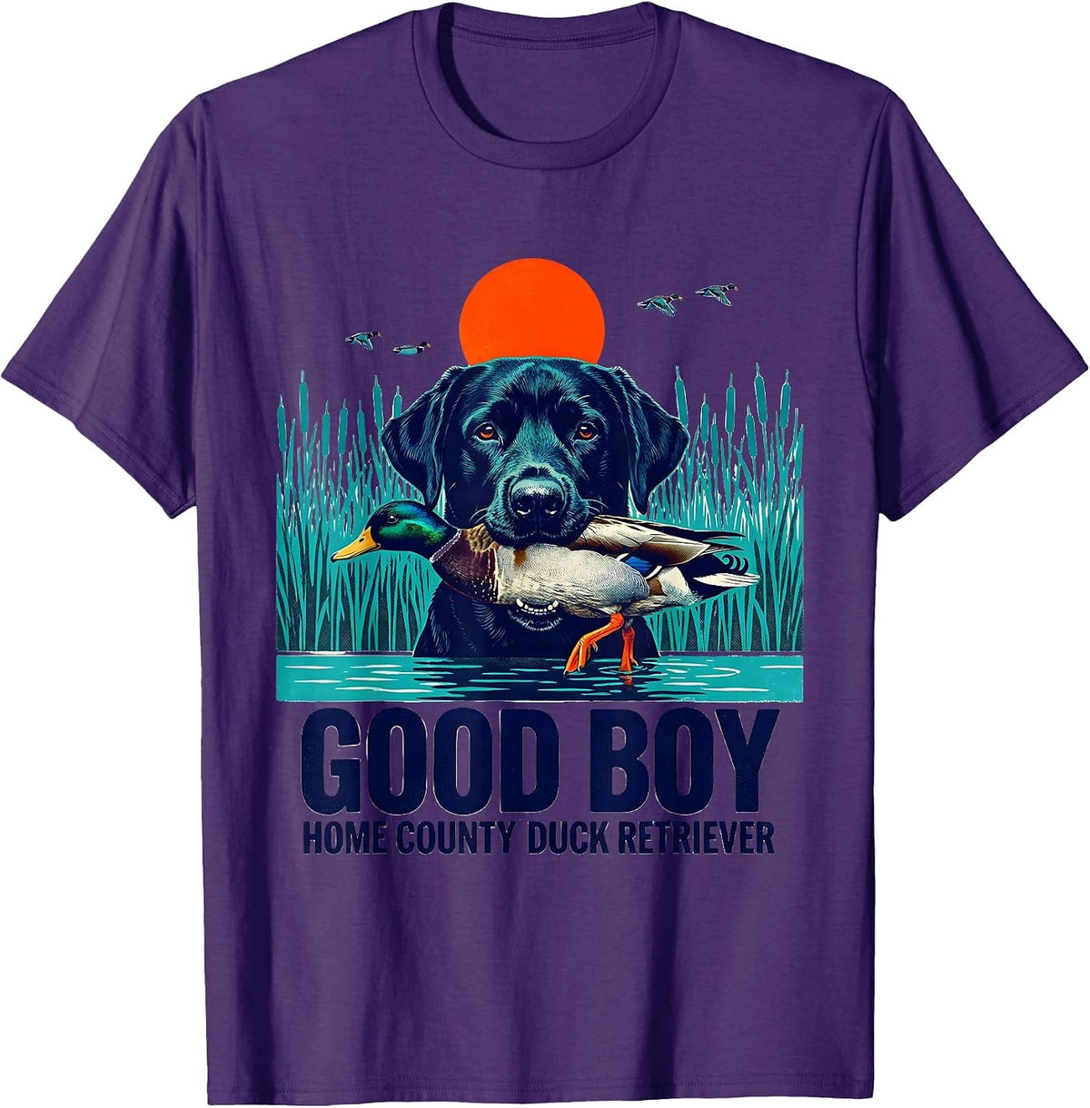Good Boy Home County Duck Retriever Rustic Southern Labrador T-Shirt - Purple