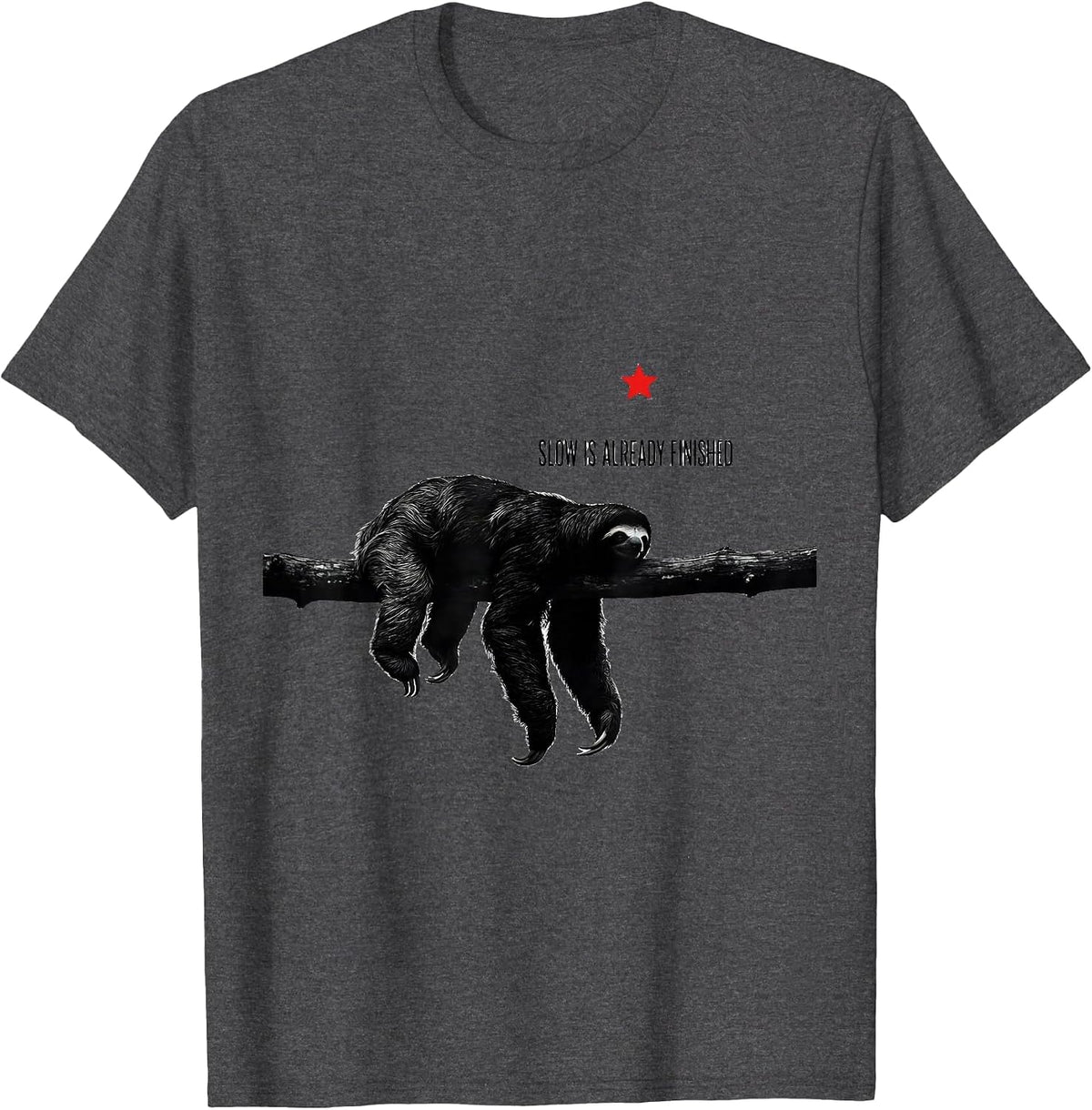 Men's Slow Is Already Finished Funny Sloth Lover Christmas Humor T-Shirt - Dark Heather Grey