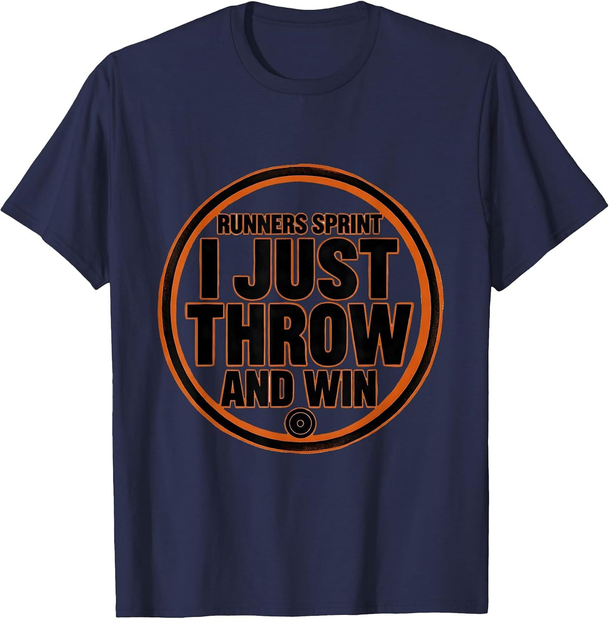 Men's Runners Sprint I Just Throw And Win Funny Track And Field T-Shirt - Navy Blue