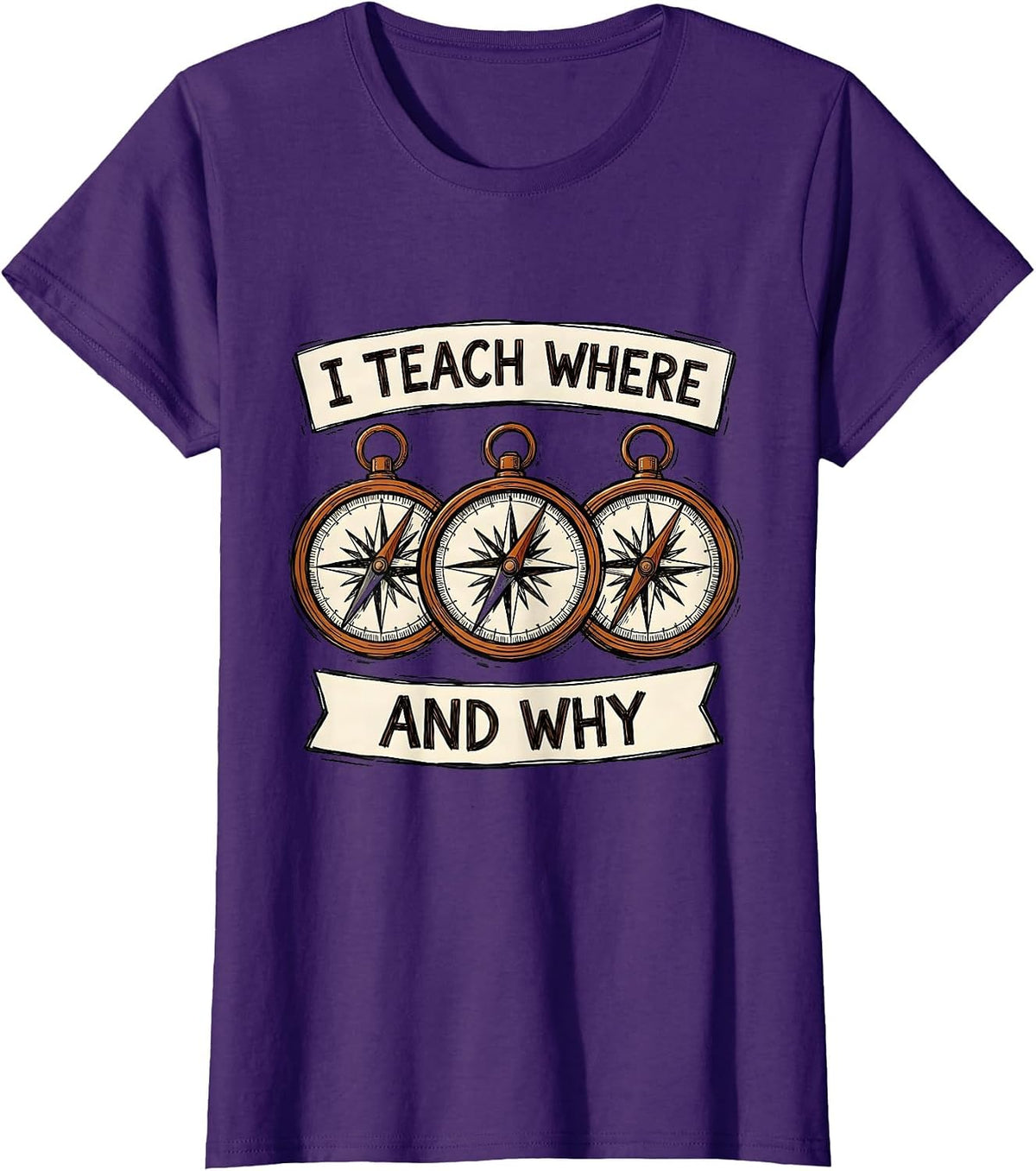 Women's I Teach Where And Why Funny History Teacher Social Studies T-Shirt - Purple