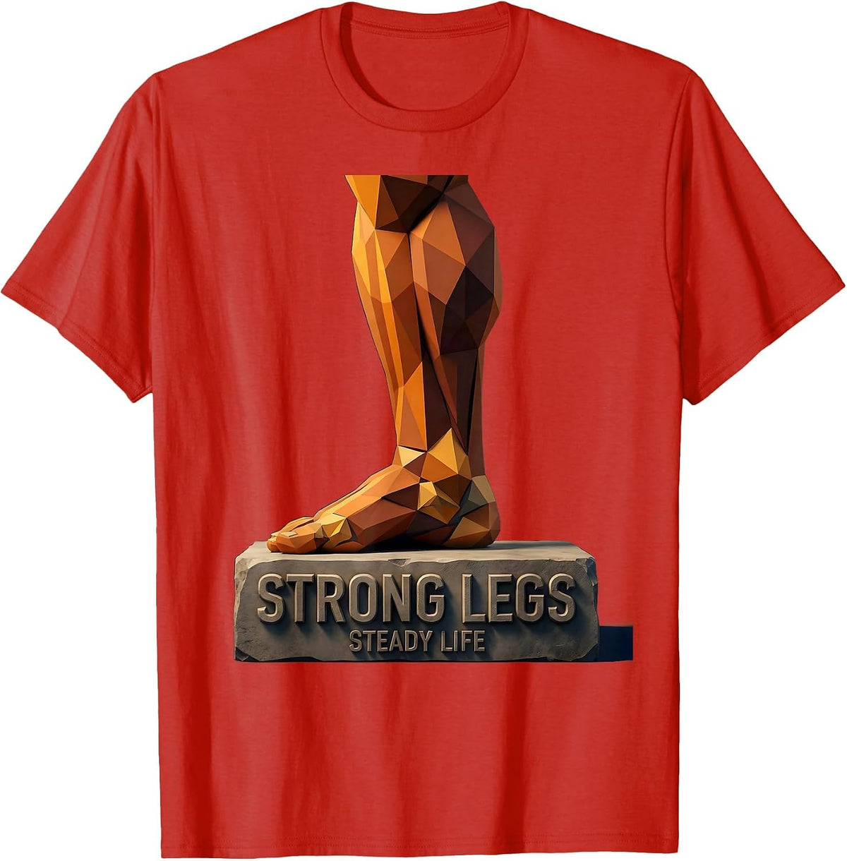 Men's Strong Legs Steady Life Fall Prevention Design T-Shirt - Red