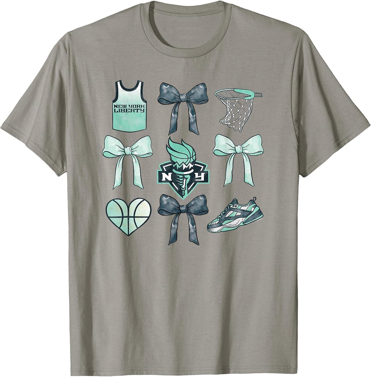 WNBA New York Liberty Bow Grid T-Shirt - Slate Grey