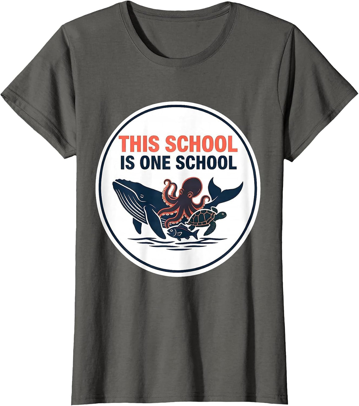 Women's This School Is One School Inspirational School Staff Unity T-Shirt - Asphalt Grey