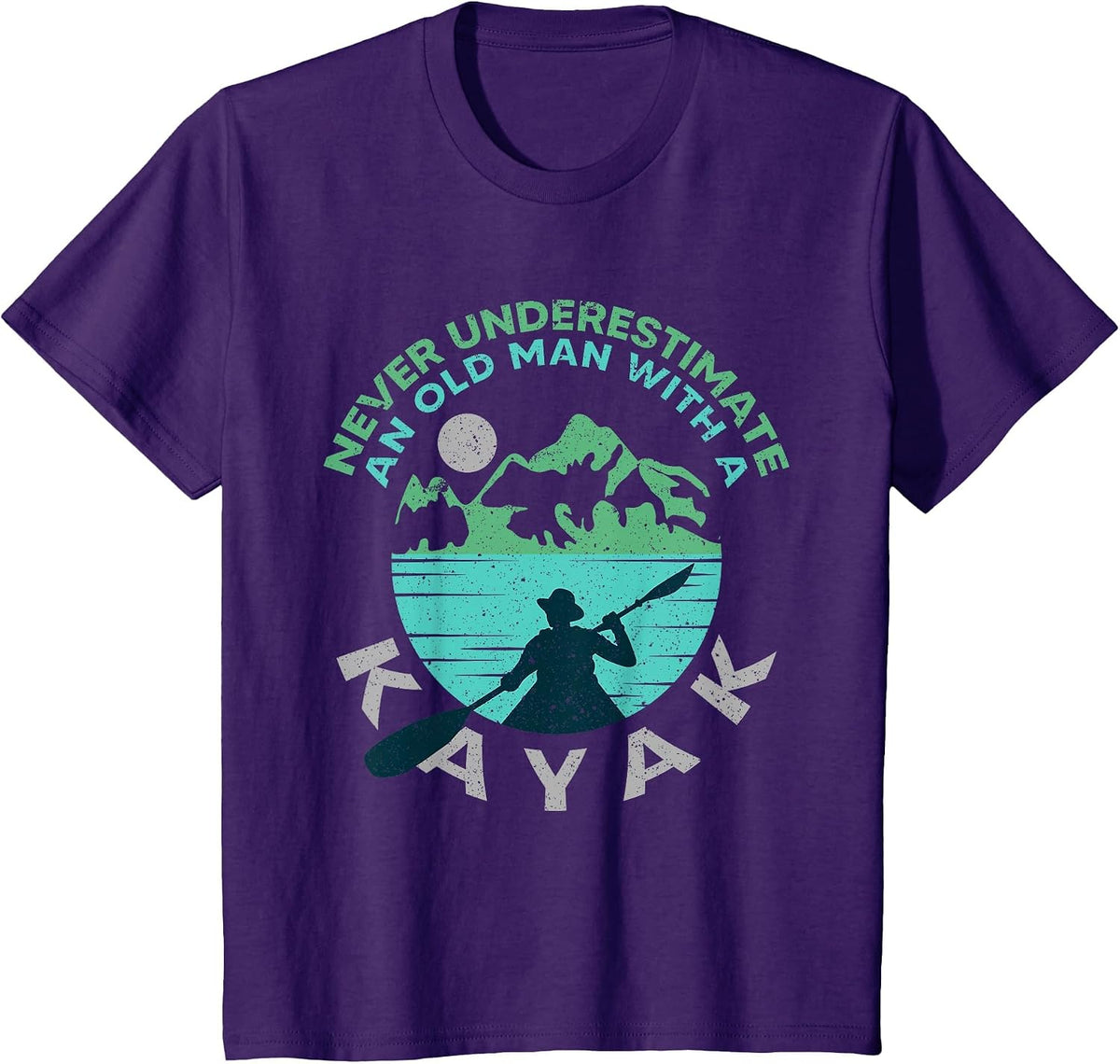 Kayaking Dad Never Underestimate an Old Man with A Kayak T-Shirt - Purple