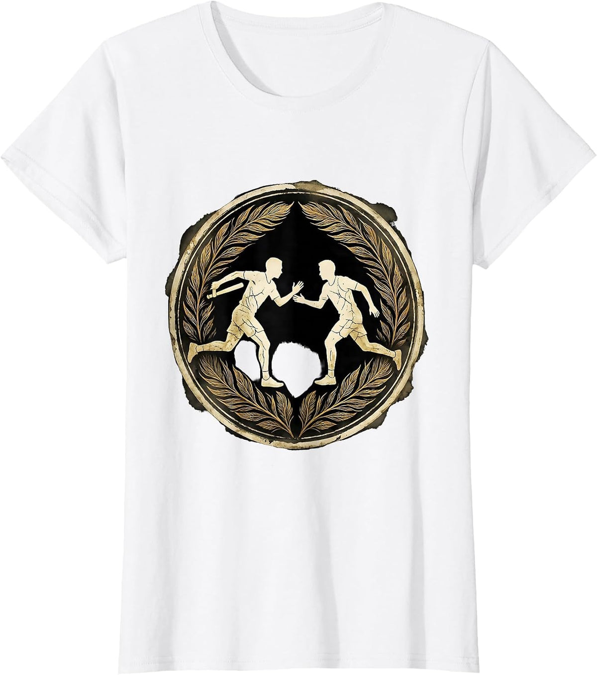Baton Handoff Sprinters Track and Field Design T-Shirt - White