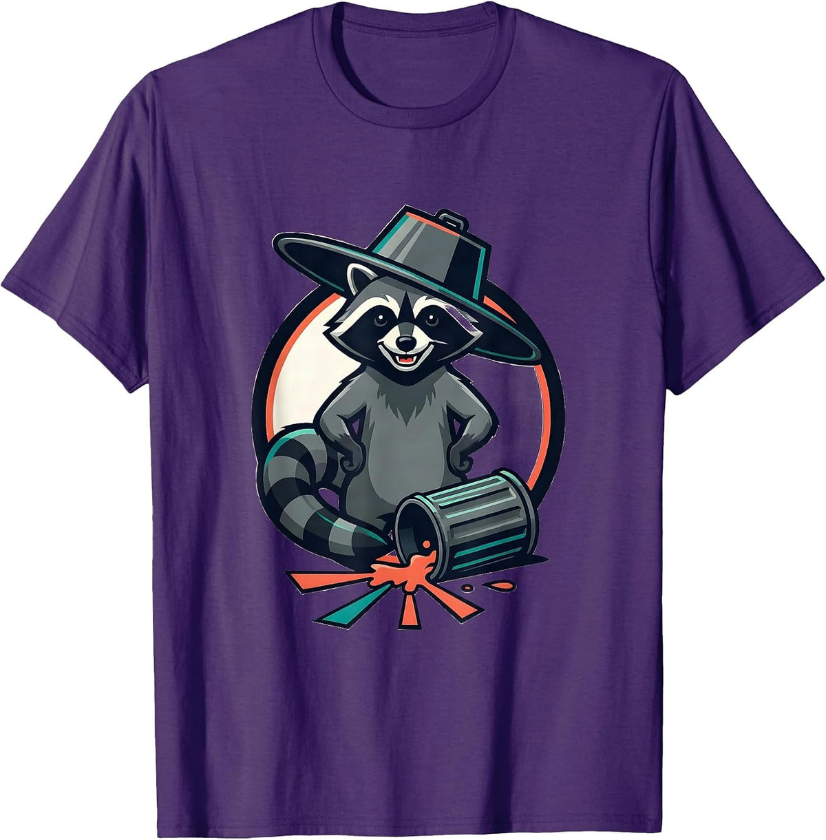 Men's Sealed Raccoon Badge Trashed Panda Funny Gag Gift T-Shirt - Purple
