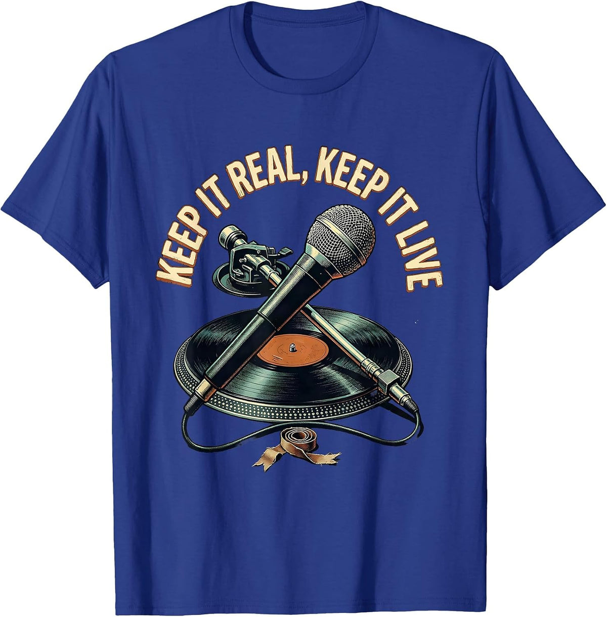 Men's Keep It Real Keep It Live Vintage Hip Hop Rap Music T-Shirt - Royal Blue