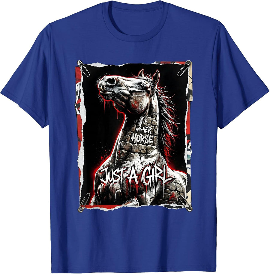 Just a Girl and Her Horse Equestrian Design T-Shirt - Royal Blue