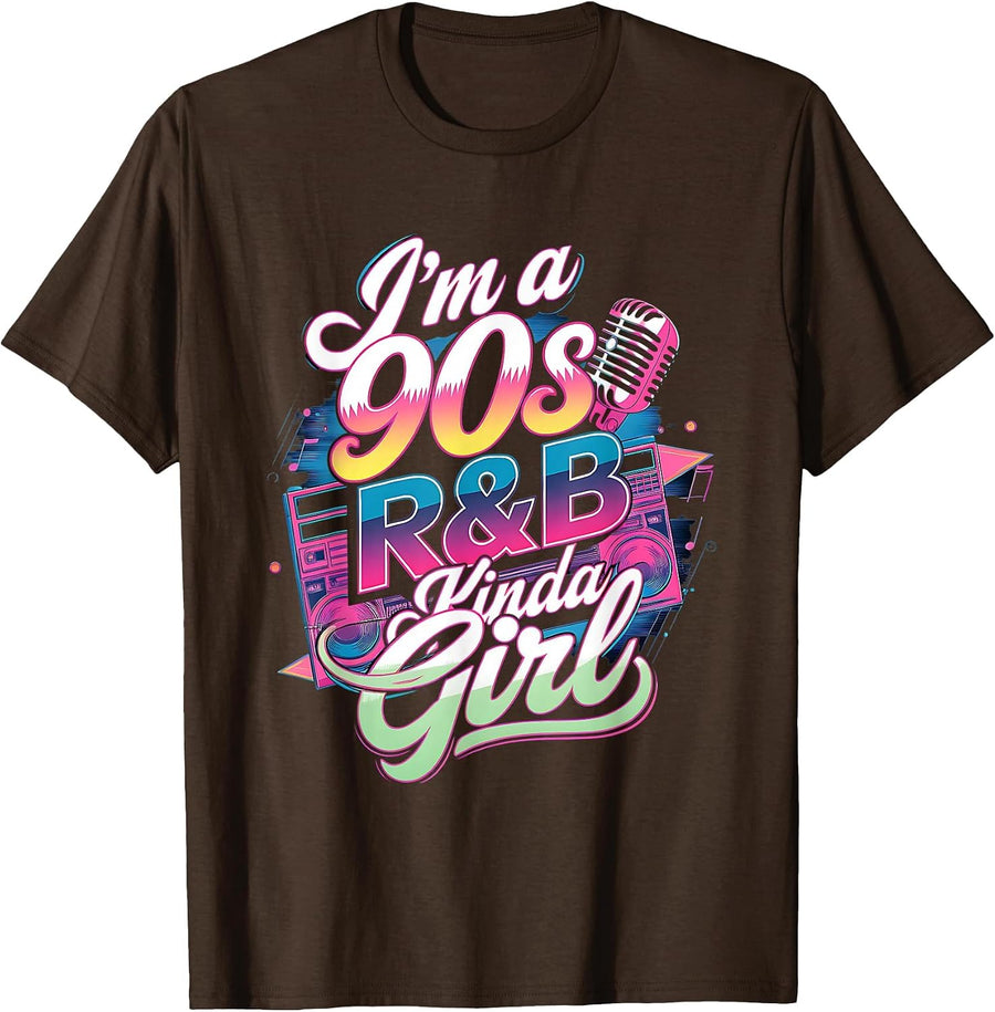 90s Soul Music I'm a 90's R&b Kinda Girl RNB Hip Hop Music T-Shirt - Brown