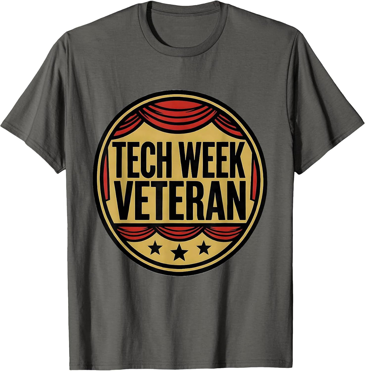 Tech Week Veteran Screenprint Poster Musical Theatre T-Shirt - Asphalt Grey