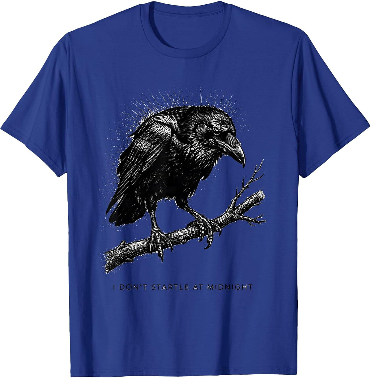 Men's I Don't Startle At Midnight Gothic Edgar Allan Poe Raven Fan T-Shirt - Royal Blue