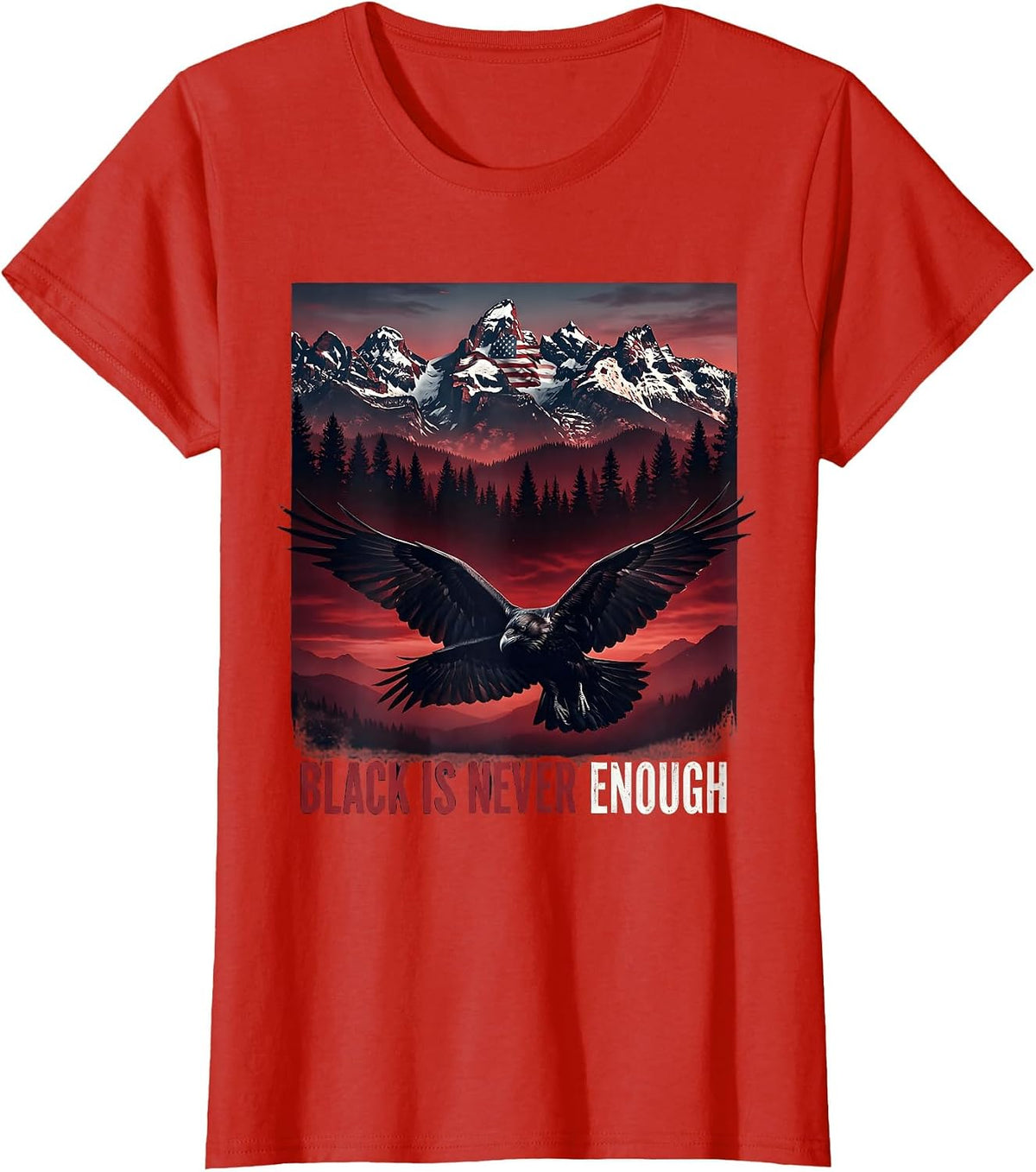 Black Is Never Enough Gothic Dark Aesthetic Design T-Shirt - Red