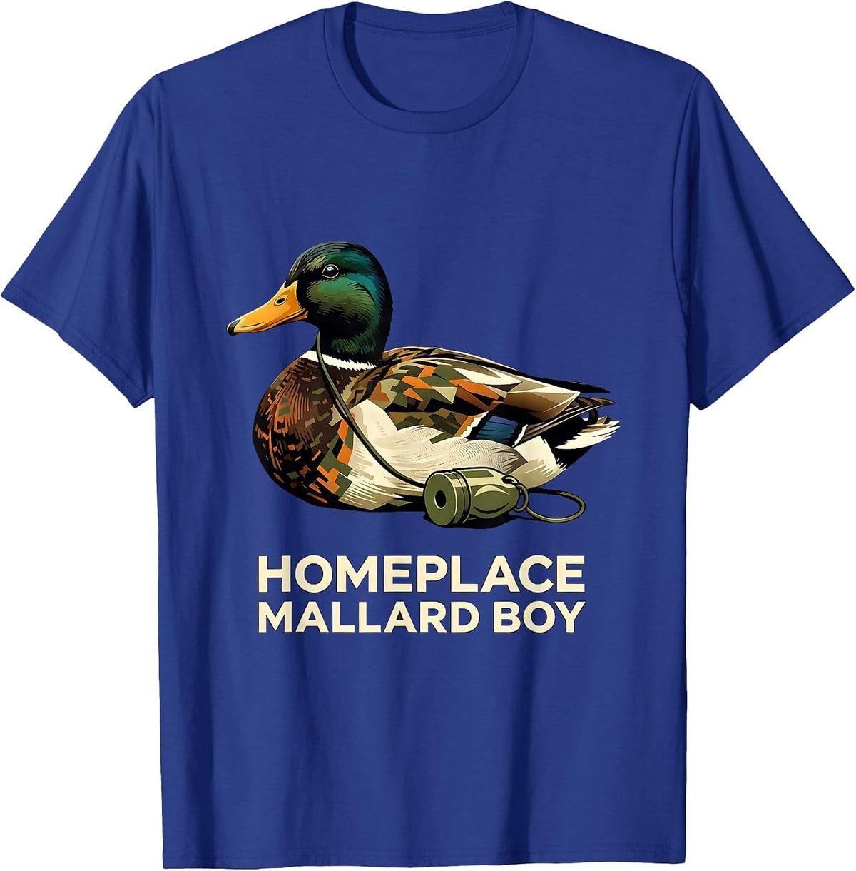 Men's Homeplace Mallard Boy Stencil Graphic Youth Camo Hunting T-Shirt - Royal Blue