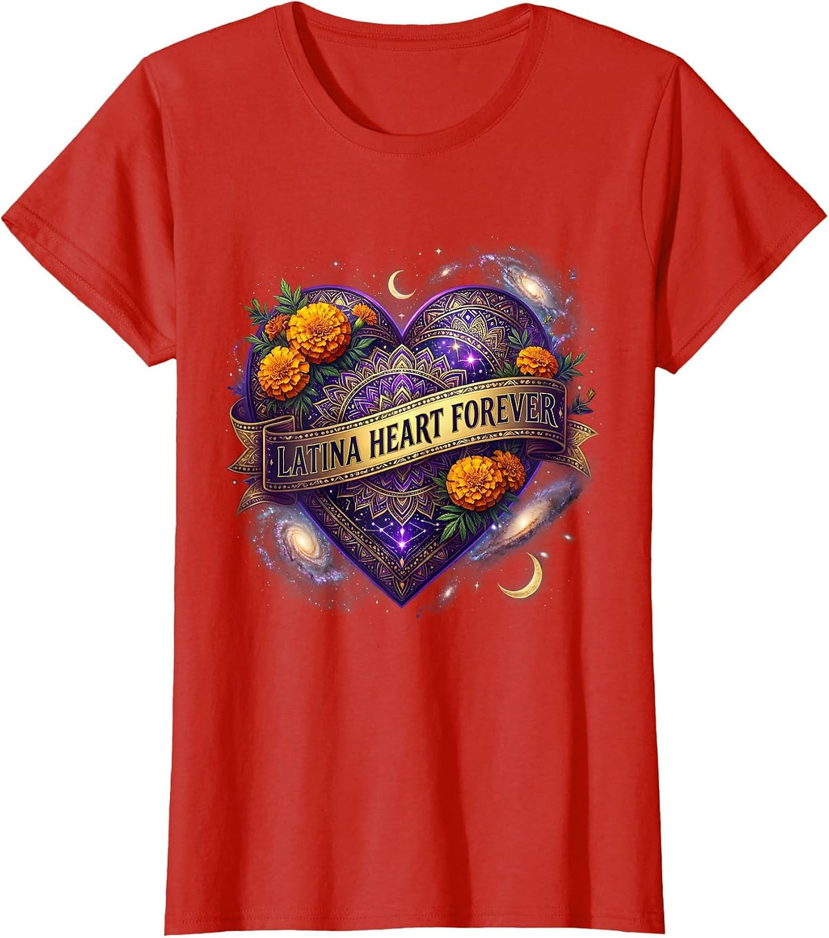 Latina Heart Forever Mexican Pride Design T-Shirt - Red
