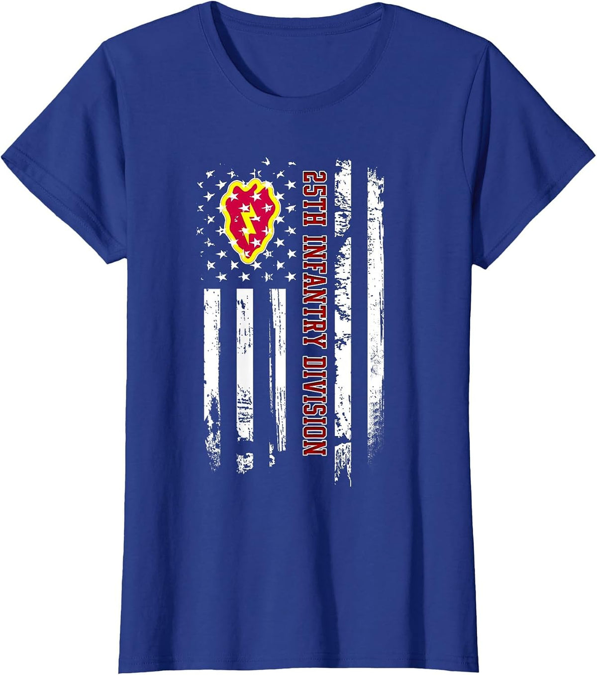 25th Infantry Division American Flag Military Veterans Day T-Shirt - Royal Blue