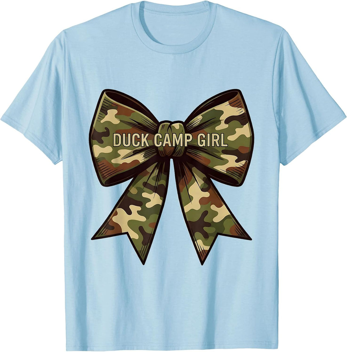 Men's Duck Camp Girl Camo Coquette Bow Hunting Ol Lady T-Shirt - Baby Blue