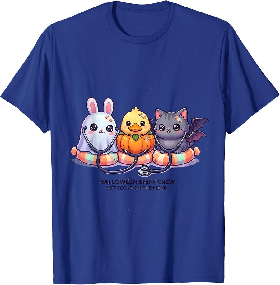 Halloween Shift Crew, Vet Techs On The Mend Funny T-Shirt - Royal Blue
