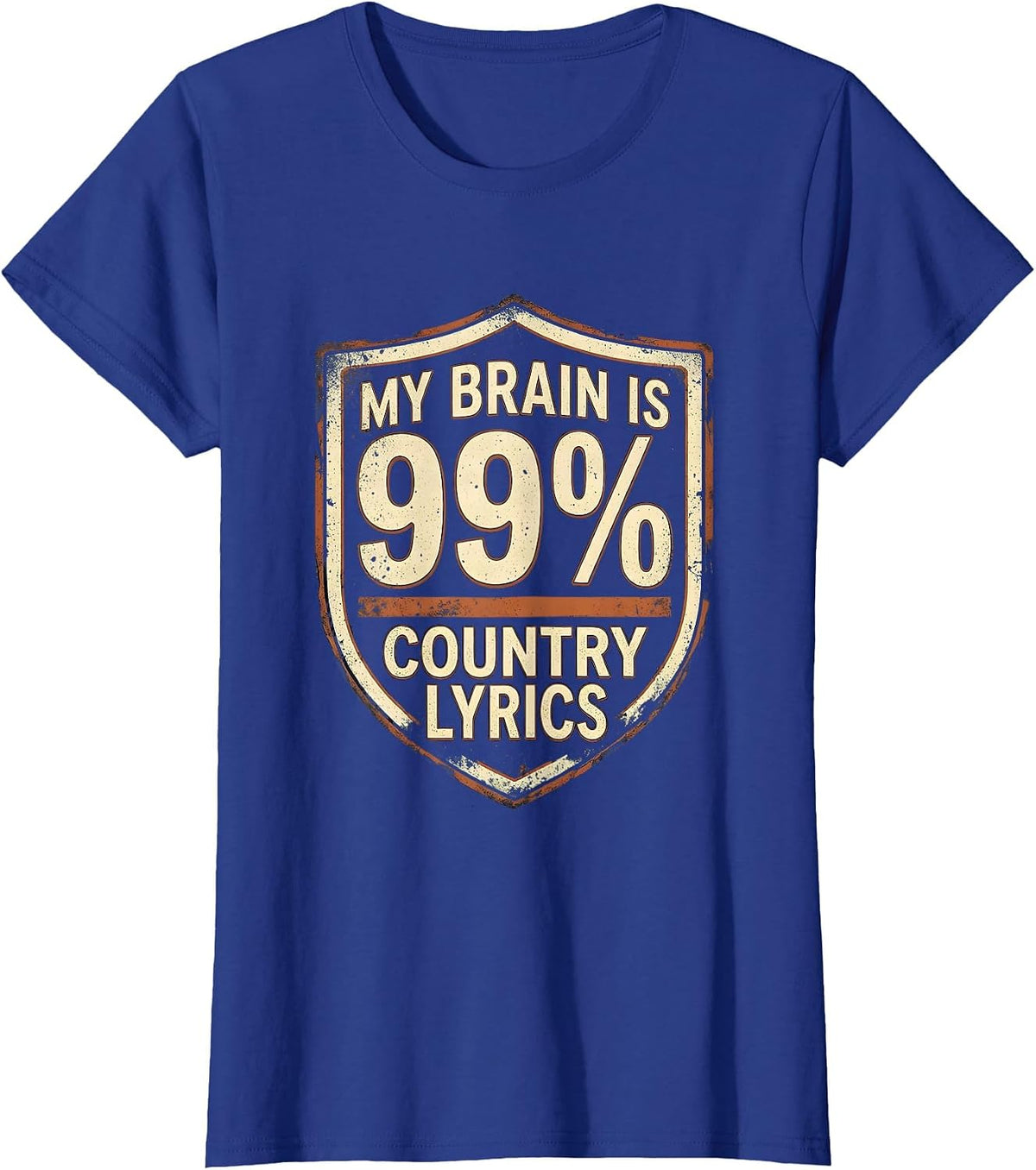 Women's My Brain Is 99 Percent Country Lyrics Funny Music Lover T-Shirt - Royal Blue