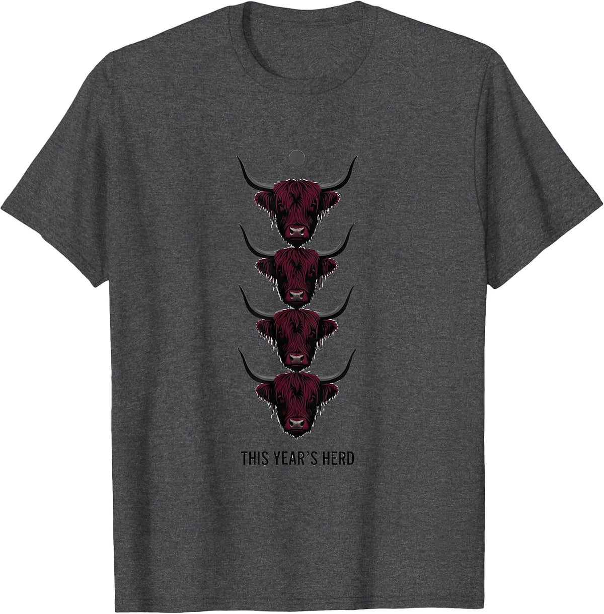 This Year's Herd Funny Highland Cow Farm Christmas Humor T-Shirt - Dark Heather Grey