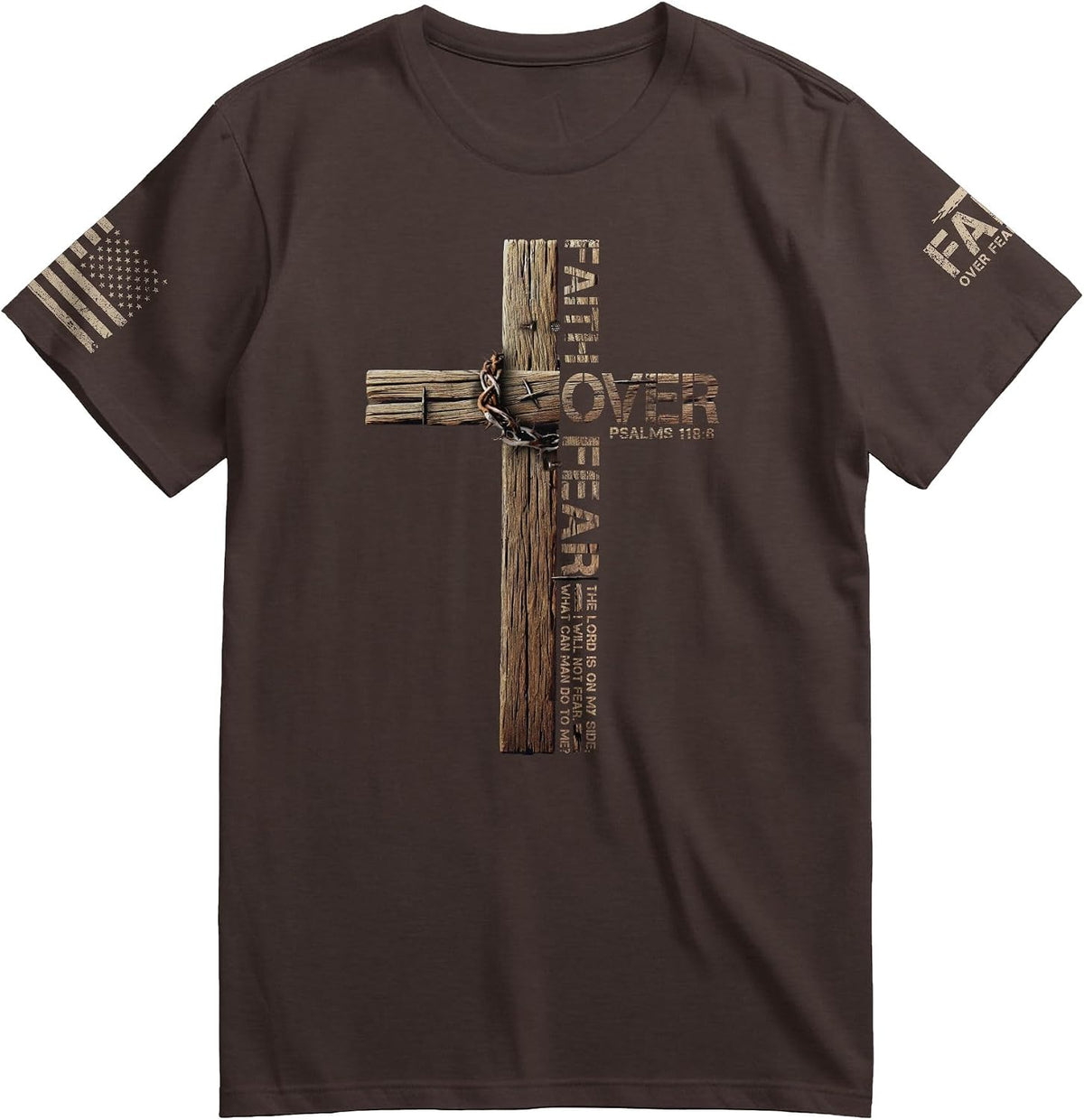 Faith Over Fear Shirt, Jesus Shirts for Men, Christian Shirts for Men, Christian Tshirts 1 - Brown
