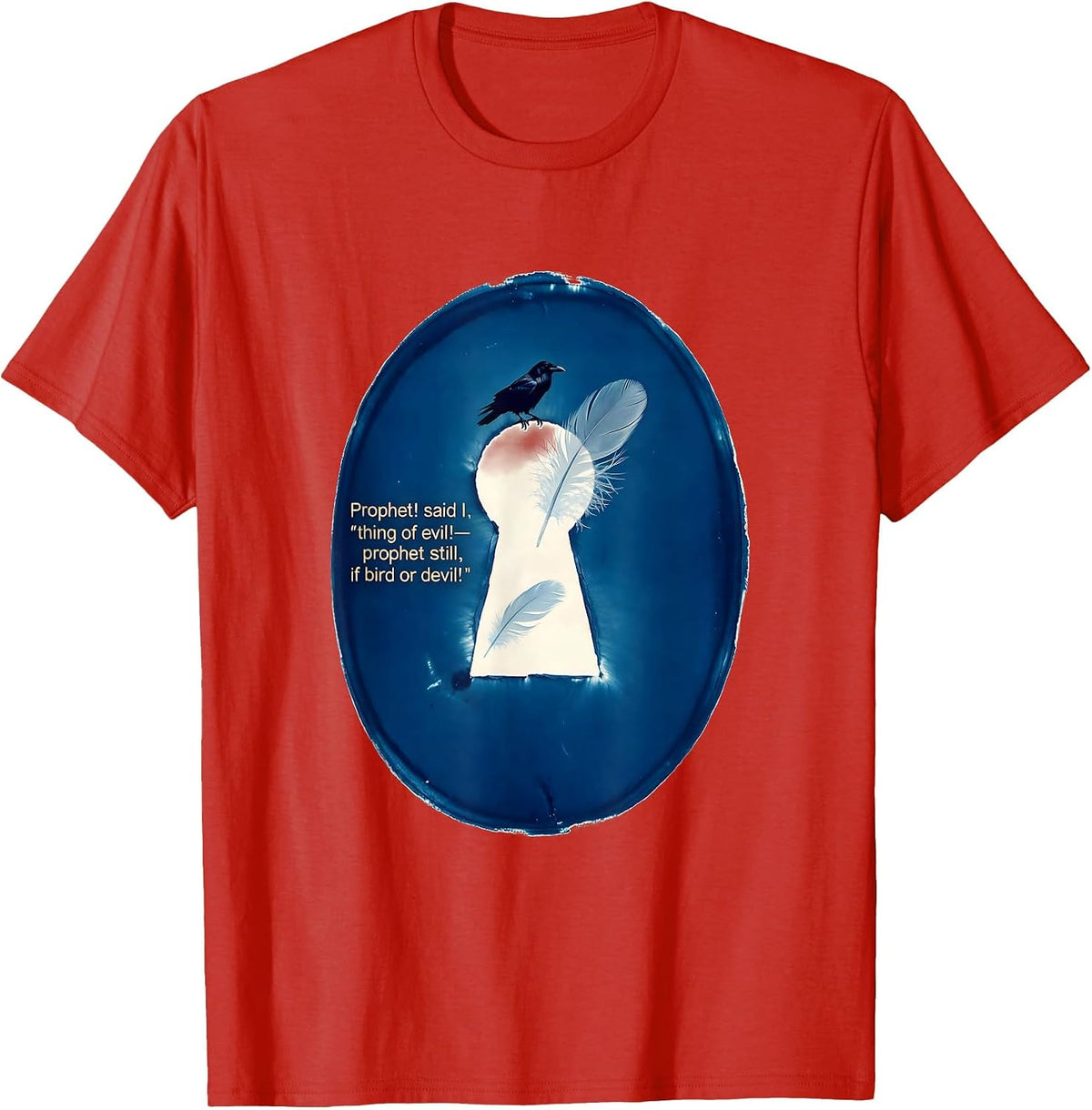 Men's Prophet Thing of Evil Raven Edgar Allan Poe Gothic T-Shirt - Red