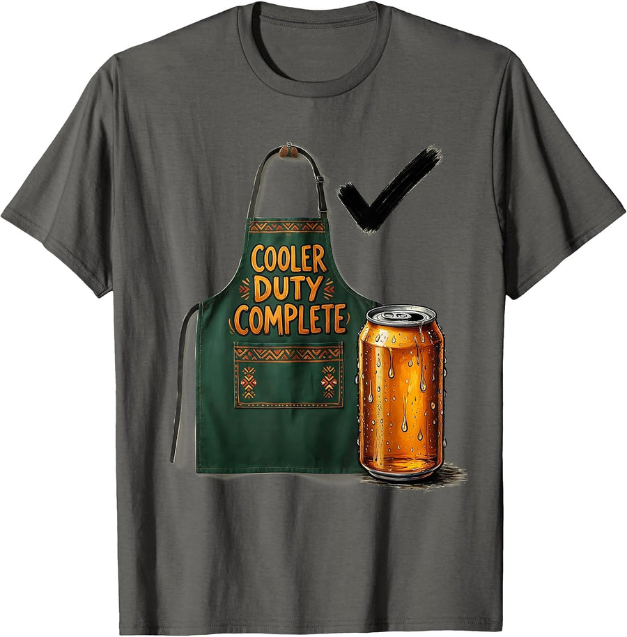 Cooler Duty Complete Funny Labor Day Cookout Beer Humor T-Shirt - Asphalt Grey