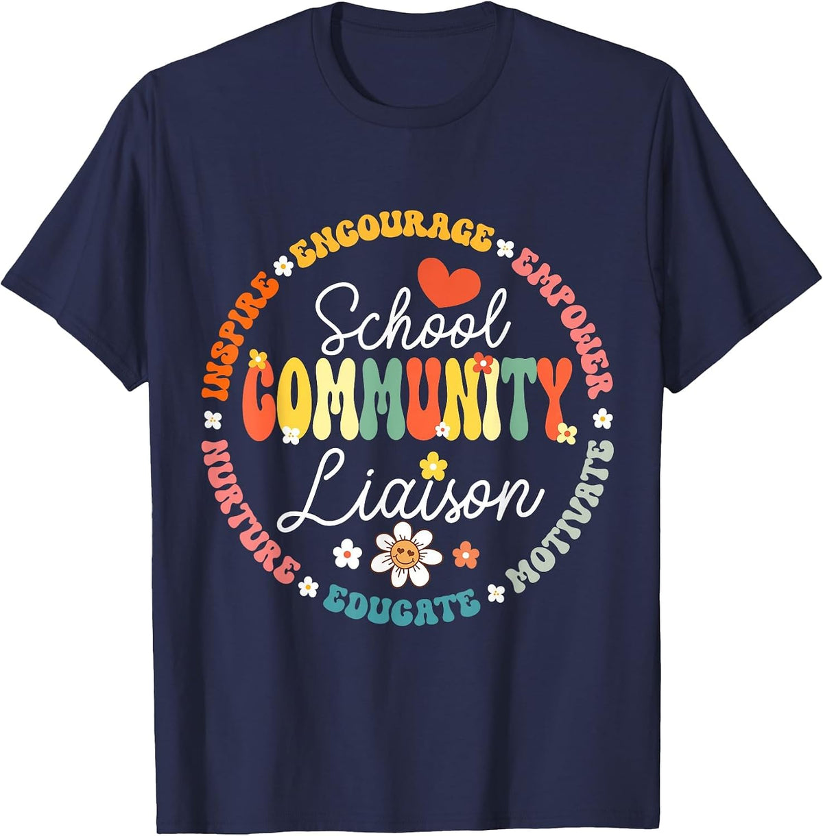 Groovy School Community Liaison Back to School Appreciation T-Shirt - Navy Blue