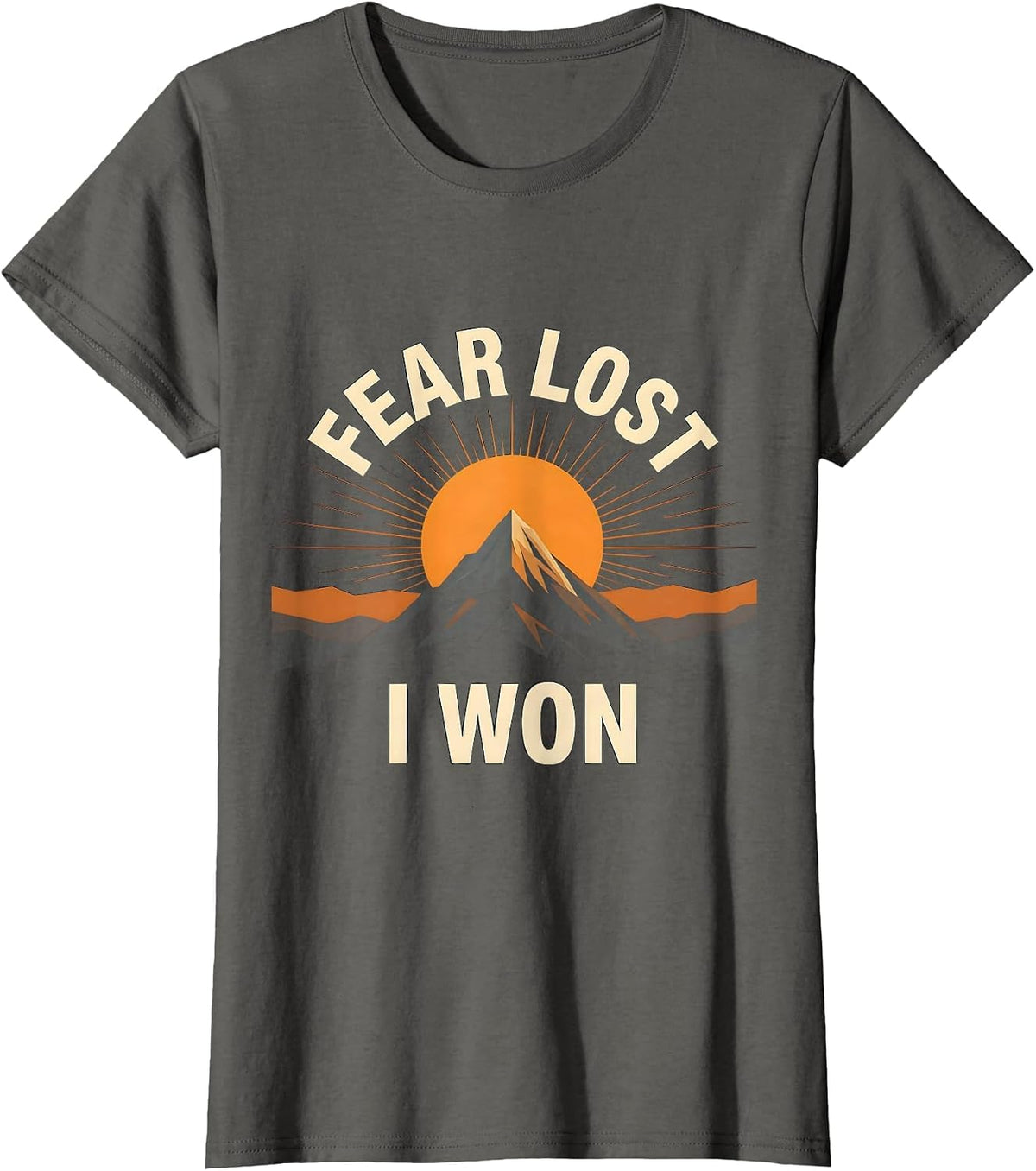 Women's Faith Over Fear Lost I Won Inspirational Design T-Shirt - Asphalt Grey